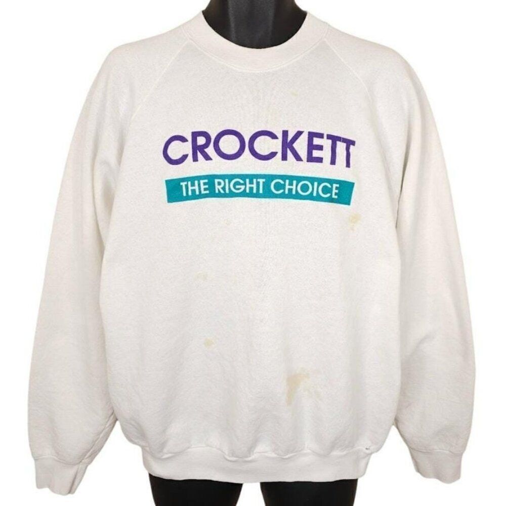 Vintage Crockett Sweatshirt Mens Size XL White 90s Cosmetology Made In USA